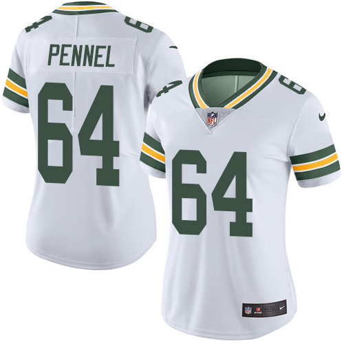 Women's Limited Mike Pennel Nike Jersey White - #64 Rush NFL Green Bay Packers